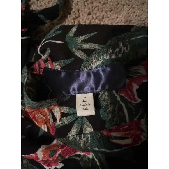 Womens Multicolor Floral Tie Straps Ruffle Details Off-Shoulder Top Size Large - Picture 3 of 5